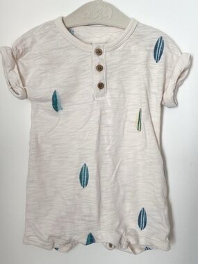 Cloud Island Baby Cream Henley Surf Romper